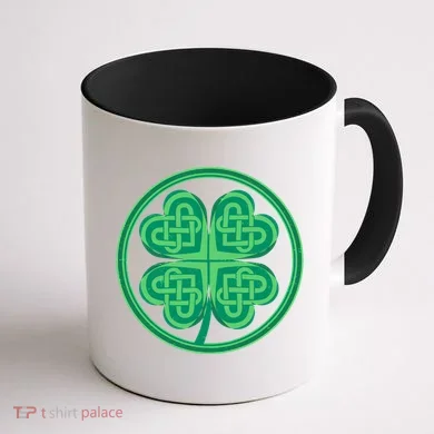 Celtic Pattern Shamrock Clover St Patrick's Day Coffee Mug back