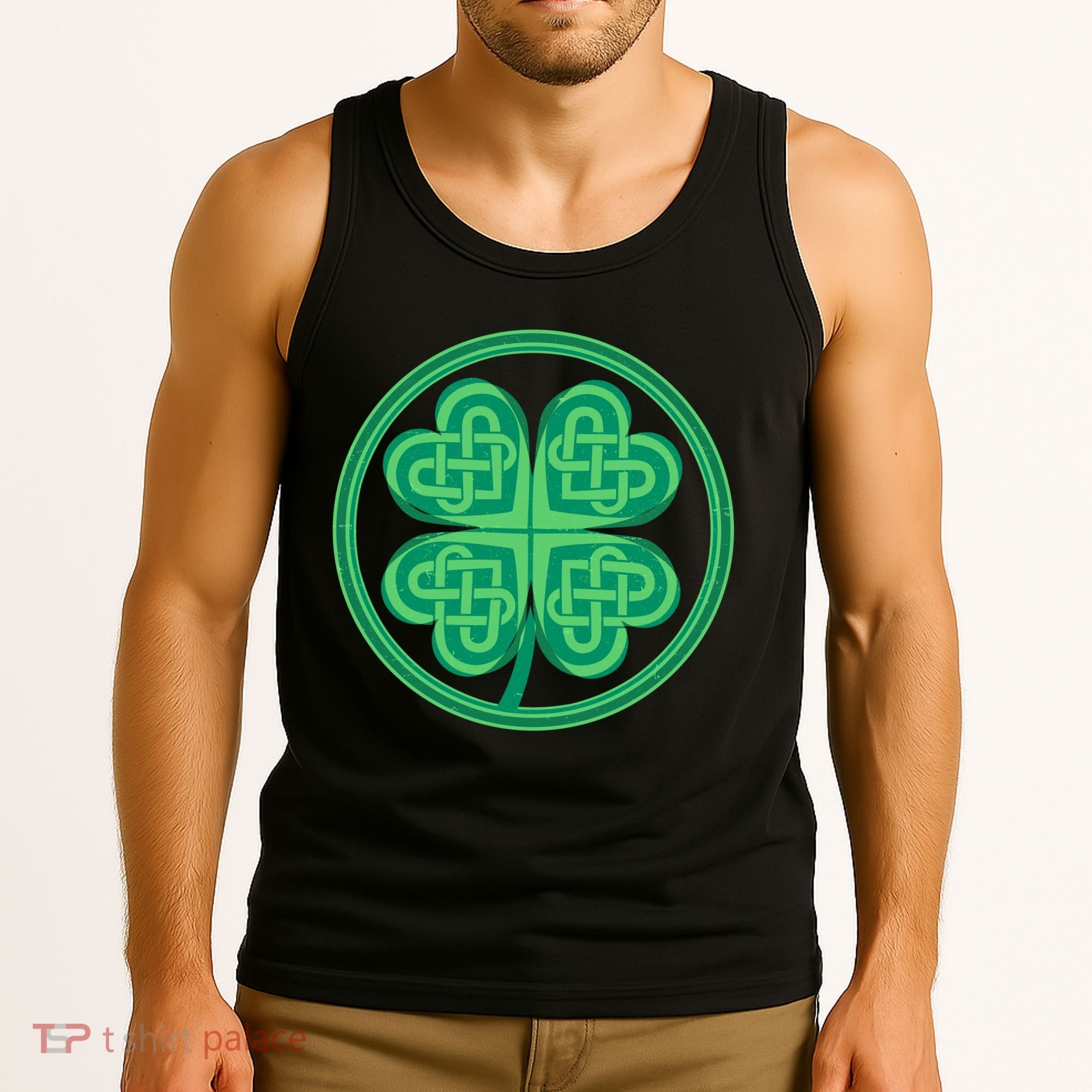 Celtic Pattern Shamrock Clover St Patrick's Day Tank Top