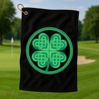 Celtic Pattern Shamrock Clover St Patrick's Day Golf Towel thumb 1