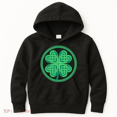 Celtic Pattern Shamrock Clover St Patrick's Day Kids Hoodie