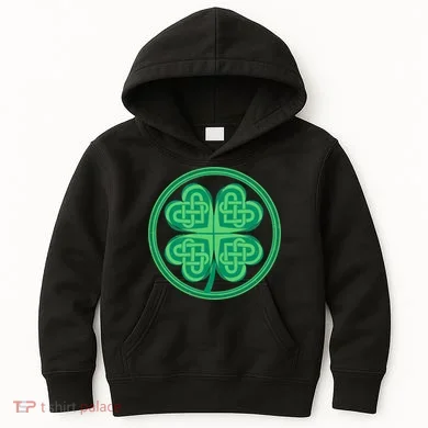 Celtic Pattern Shamrock Clover St Patrick's Day Kids Hoodie