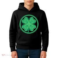Celtic Pattern Shamrock Clover St Patrick's Day Kids Hoodie thumb 4