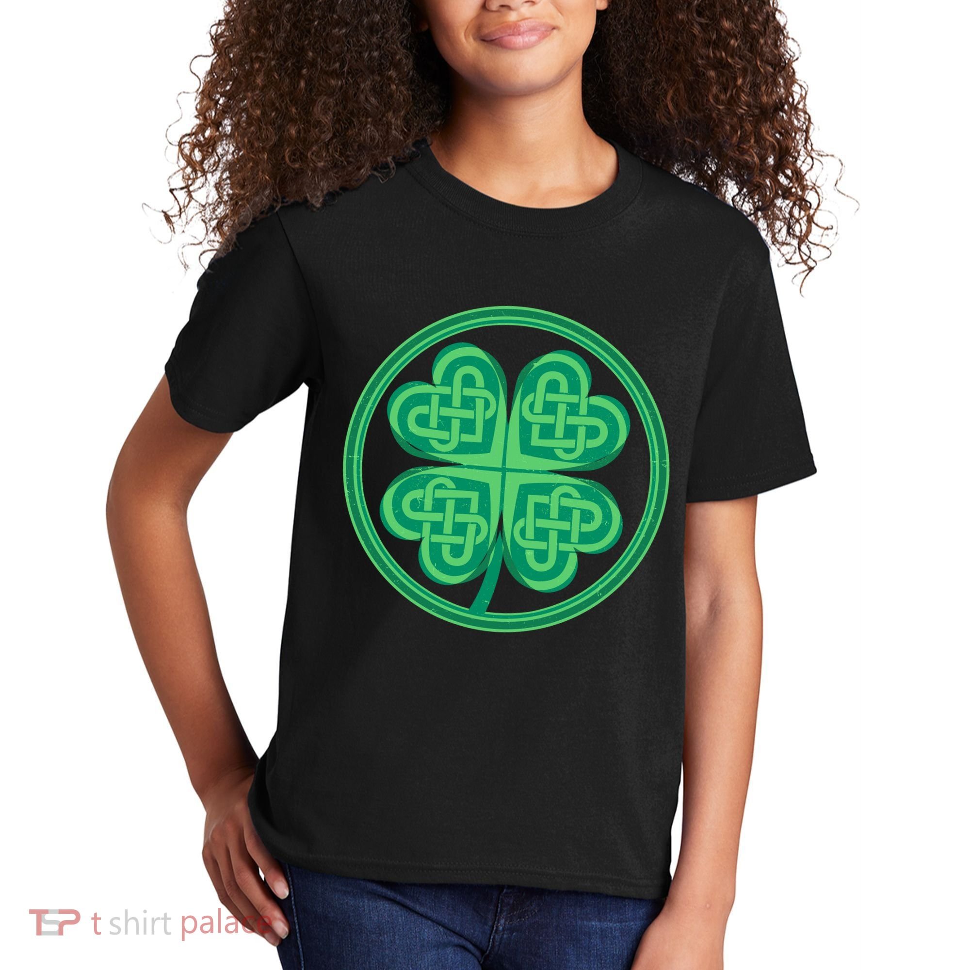 Celtic Pattern Shamrock Clover St Patrick's Day Kids T-Shirt