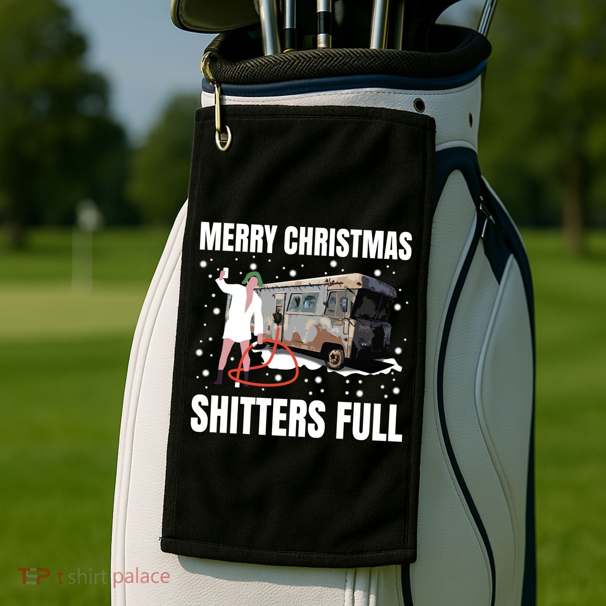 Cousin Eddie Merry Christmas Shitters Full Golf Towel