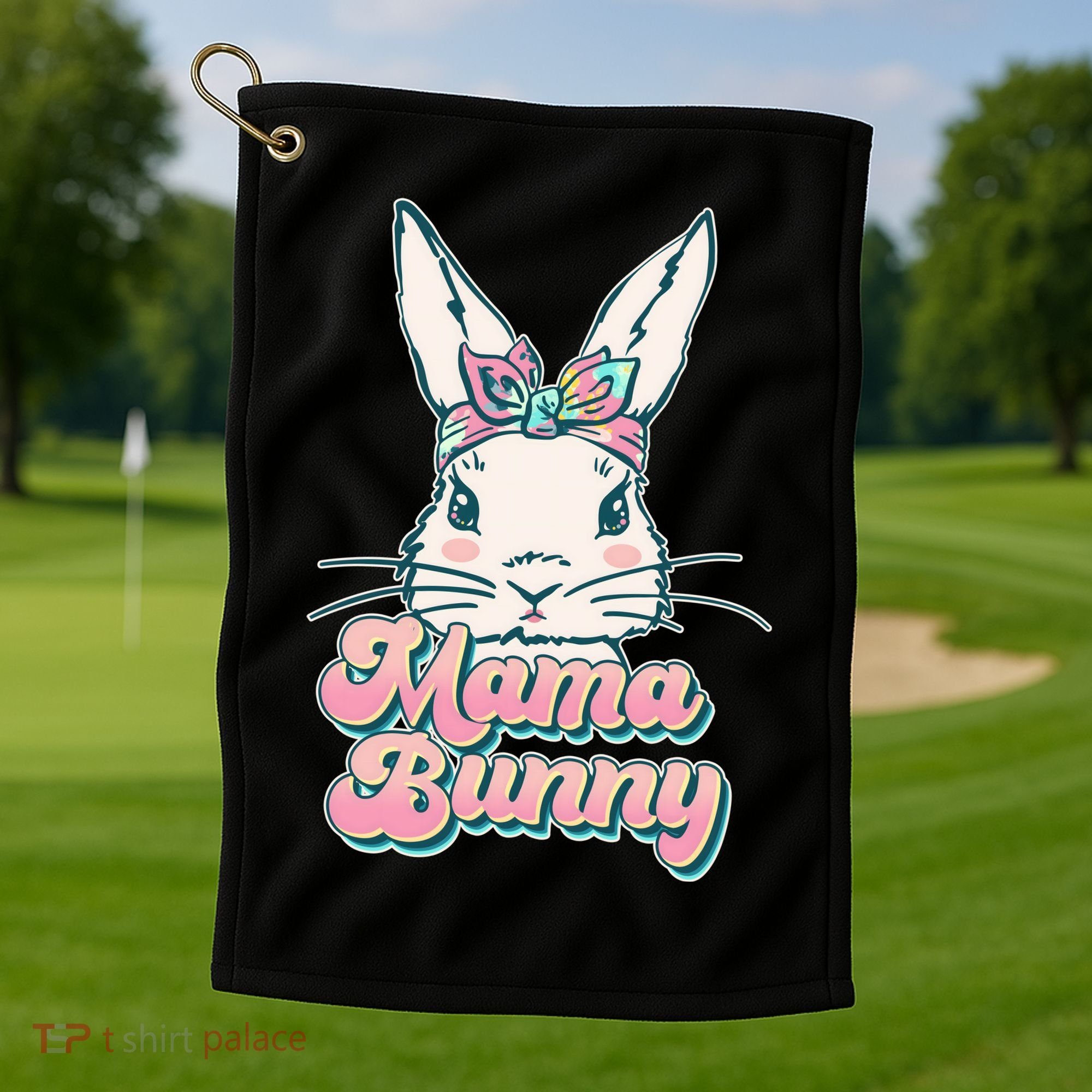 Cute Easter Mama Bunny Golf Towel