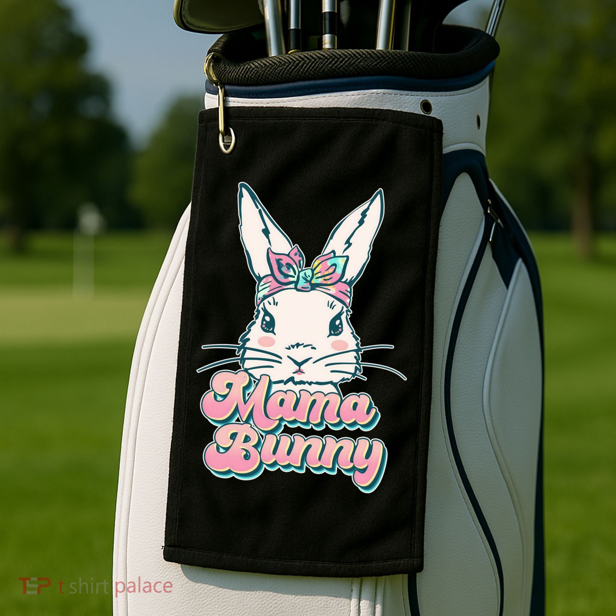 Cute Easter Mama Bunny Golf Towel