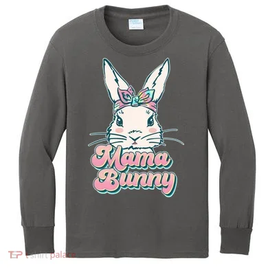 Cute Easter Mama Bunny Kids Long Sleeve Shirt