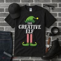 Creative Elf Matching Family Group Christmas Party Tall T-Shirt thumb 3