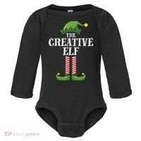 Creative Elf Matching Family Group Christmas Party Baby Long Sleeve Bodysuit thumb 0