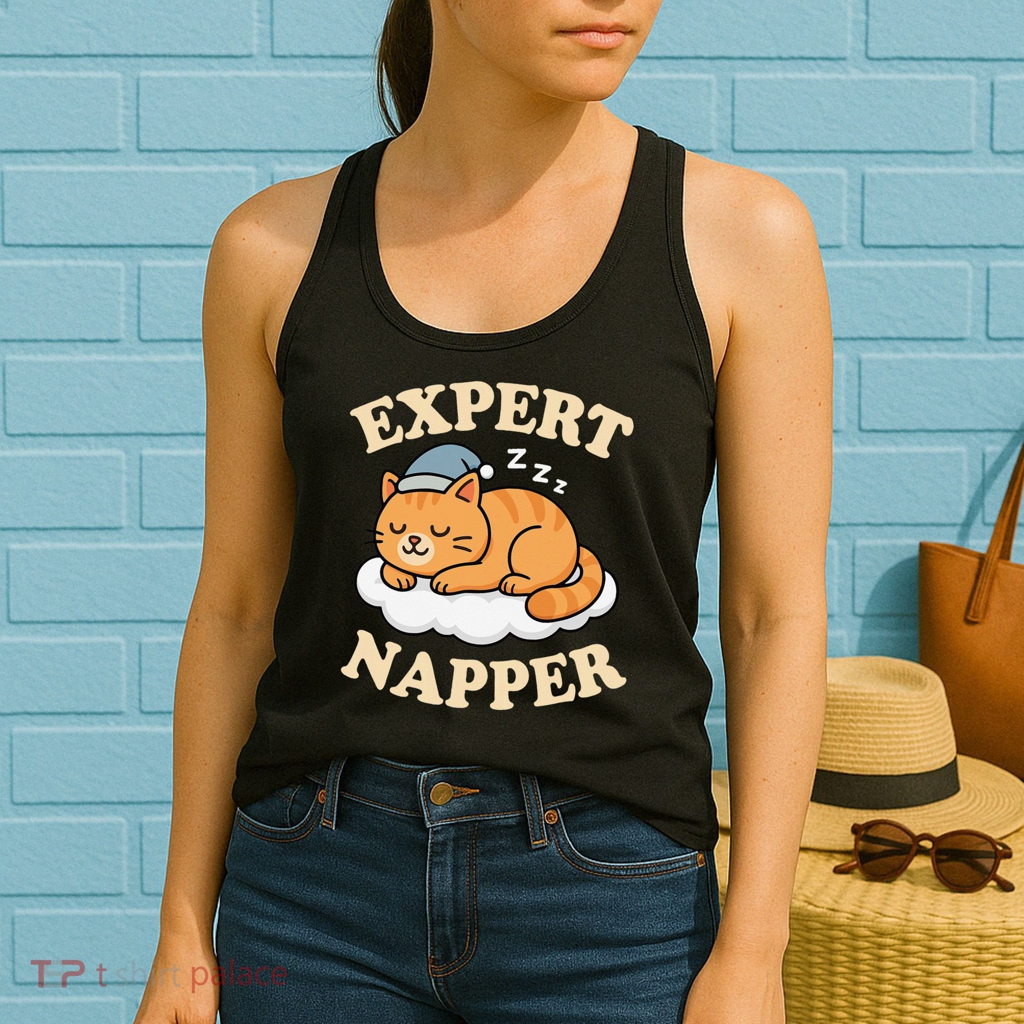 Cat Expert Napper Funny Kitty Sarcasm Humor Cat Saying Women's Tank Top