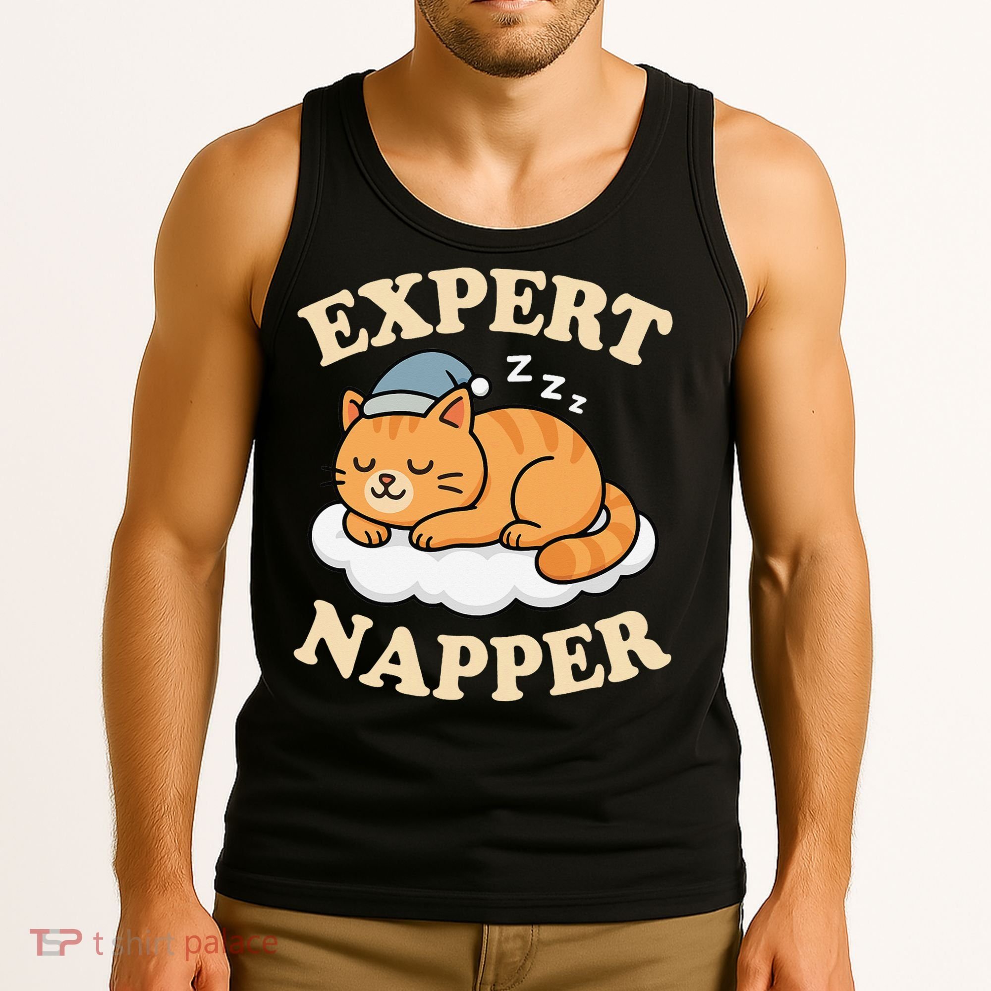 Cat Expert Napper Funny Kitty Sarcasm Humor Cat Saying Tank Top