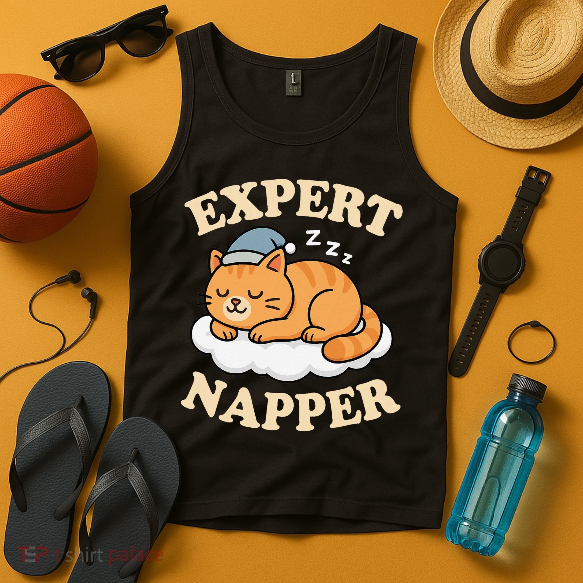 Cat Expert Napper Funny Kitty Sarcasm Humor Cat Saying Tank Top