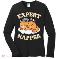 Cat Expert Napper Funny Kitty Sarcasm Humor Cat Saying Women's Long Sleeve Shirt thumb 0