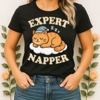 Cat Expert Napper Funny Kitty Sarcasm Humor Cat Saying Women's T-Shirt thumb 2
