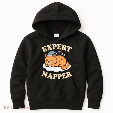 Cat Expert Napper Funny Kitty Sarcasm Humor Cat Saying Kids Hoodie