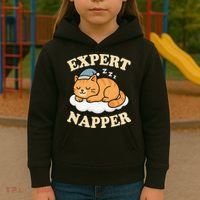 Cat Expert Napper Funny Kitty Sarcasm Humor Cat Saying Kids Hoodie thumb 3