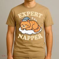 Cat Expert Napper Funny Kitty Sarcasm Humor Cat Saying T-Shirt thumb 3