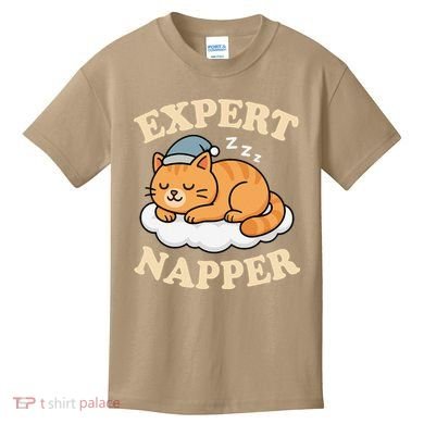 Cat Expert Napper Funny Kitty Sarcasm Humor Cat Saying Kids T-Shirt