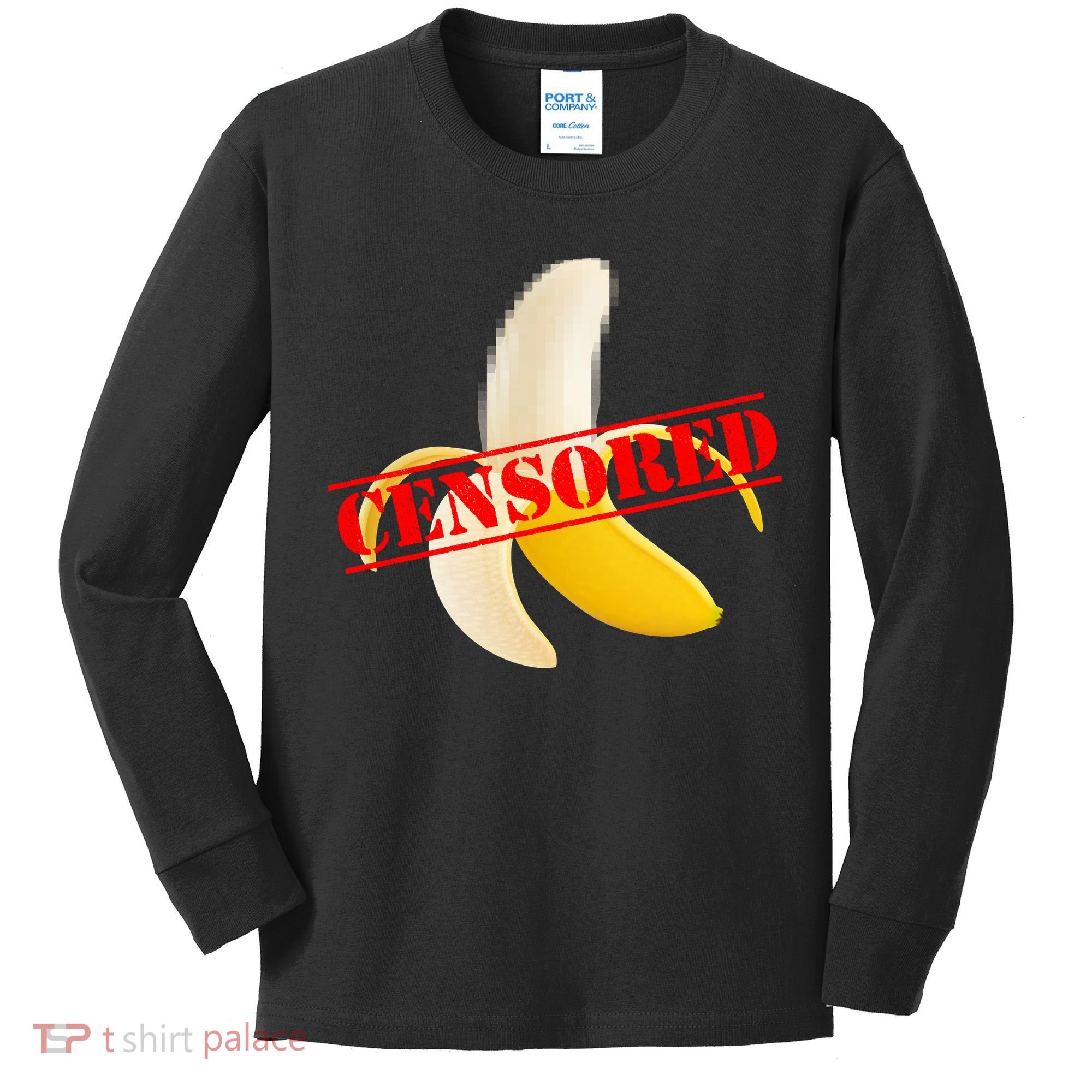 Censored Naked Banana Kids Long Sleeve Shirt