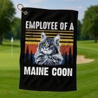 Cat Employee Of A Mine Coon Golf Towel thumb 1