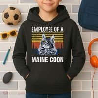Cat Employee Of A Mine Coon Kids Hoodie thumb 2
