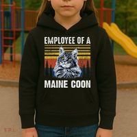 Cat Employee Of A Mine Coon Kids Hoodie thumb 3