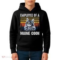 Cat Employee Of A Mine Coon Kids Hoodie thumb 4