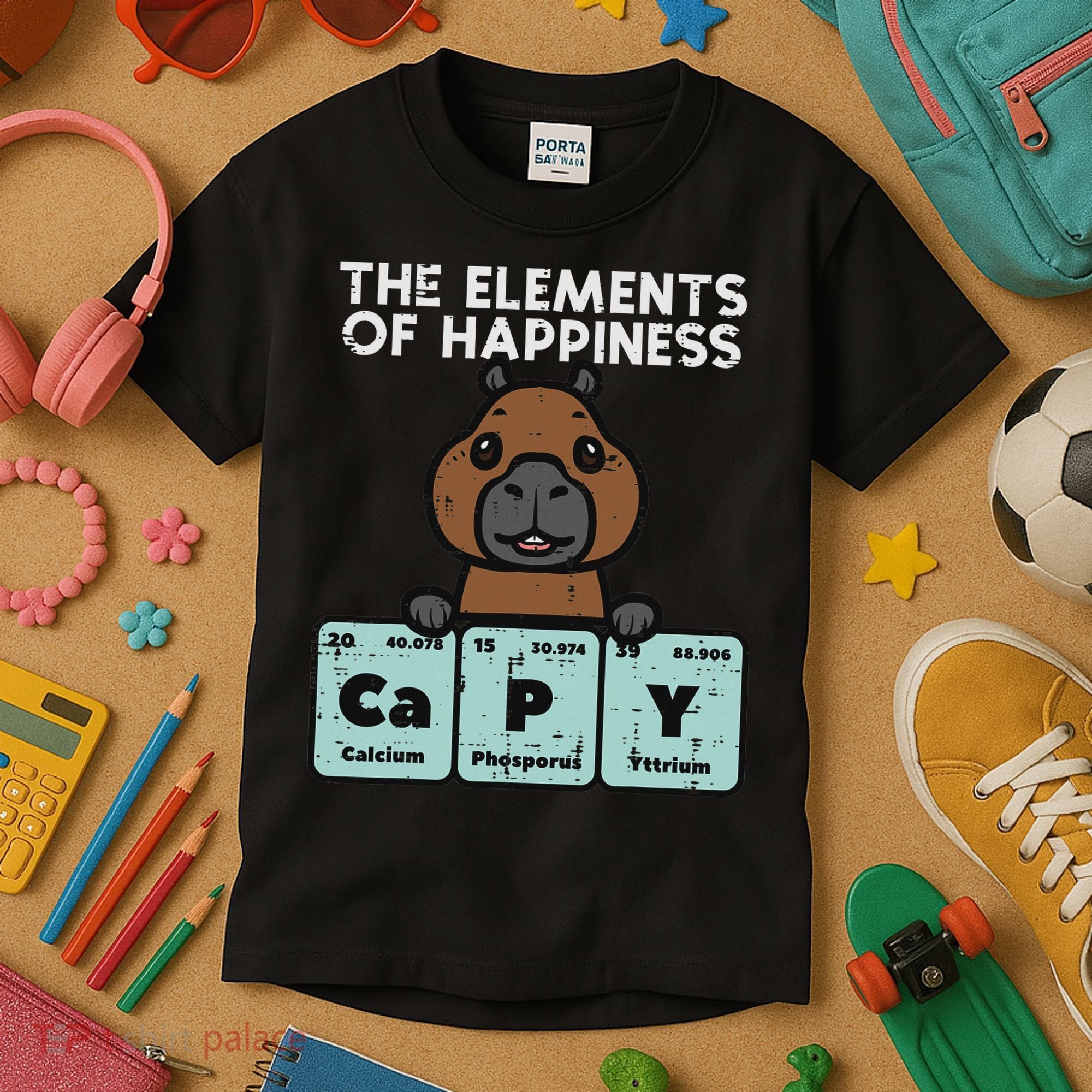 Capybara Elements Of Happiness Capy Science Women Kids T-Shirt