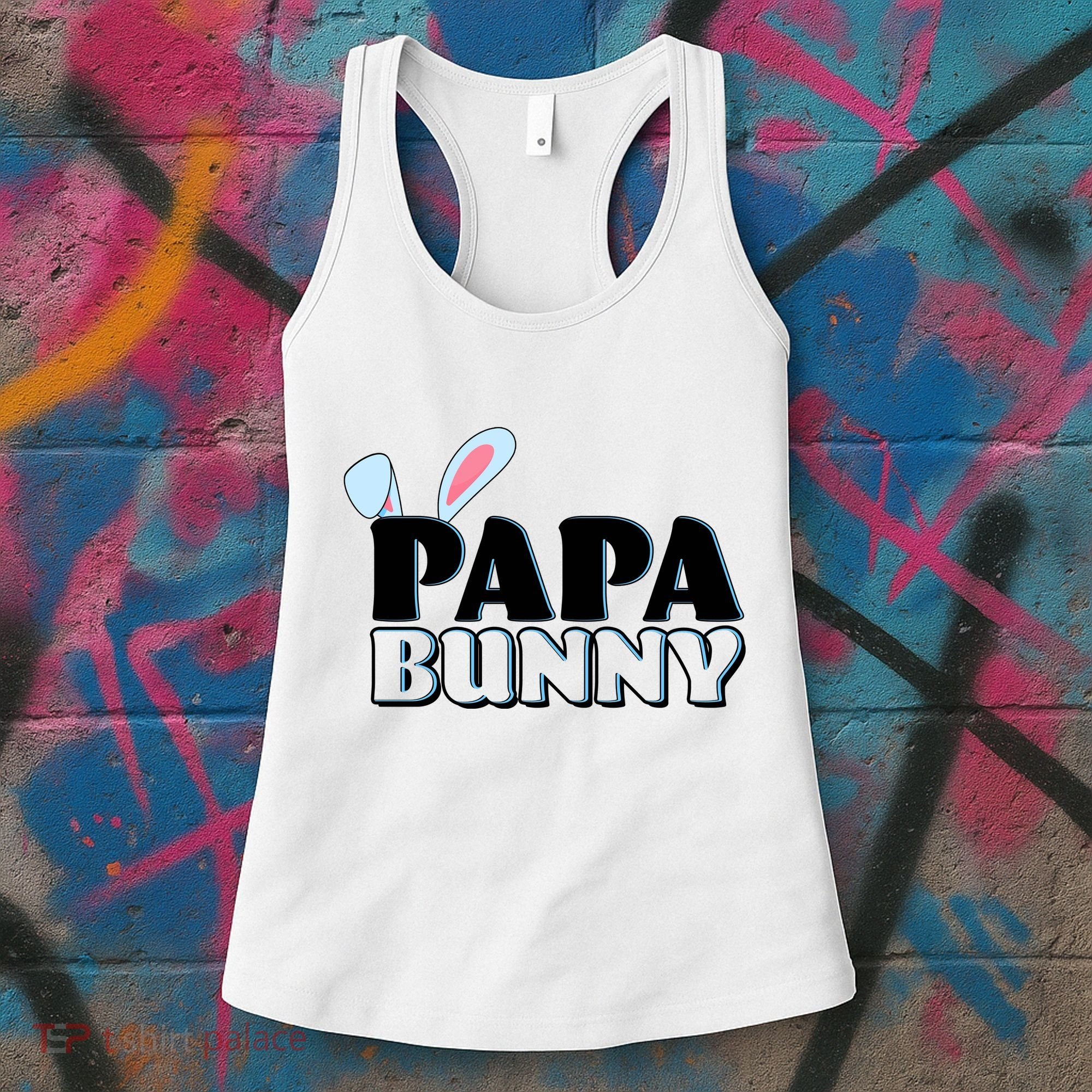 Cute Easter Papa Bunny Matching Family Shirts Women's Tank Top