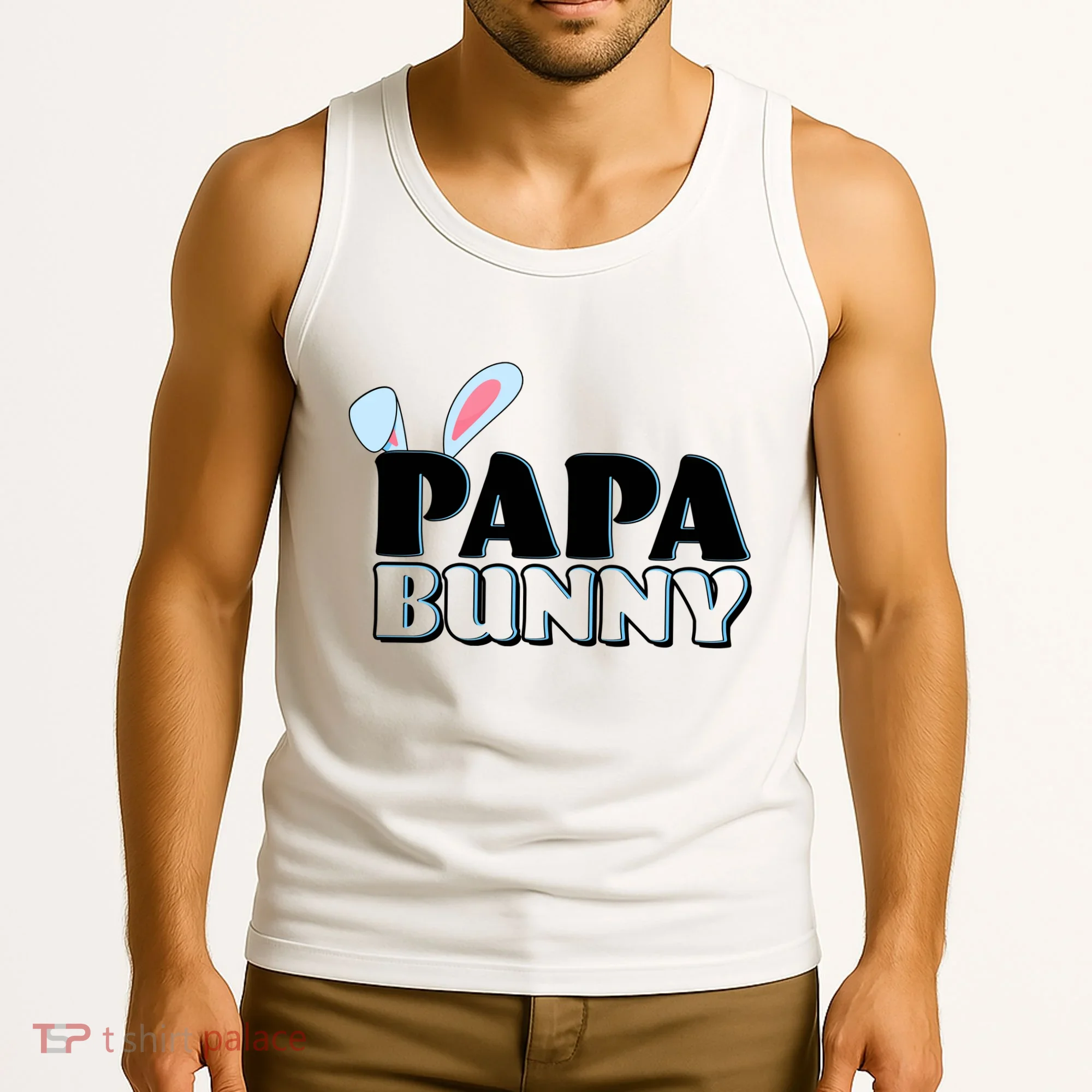 Cute Easter Papa Bunny Matching Family Shirts Tank Top