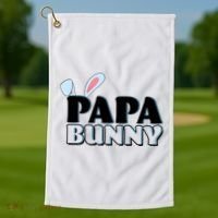 Cute Easter Papa Bunny Matching Family Shirts Golf Towel thumb 1