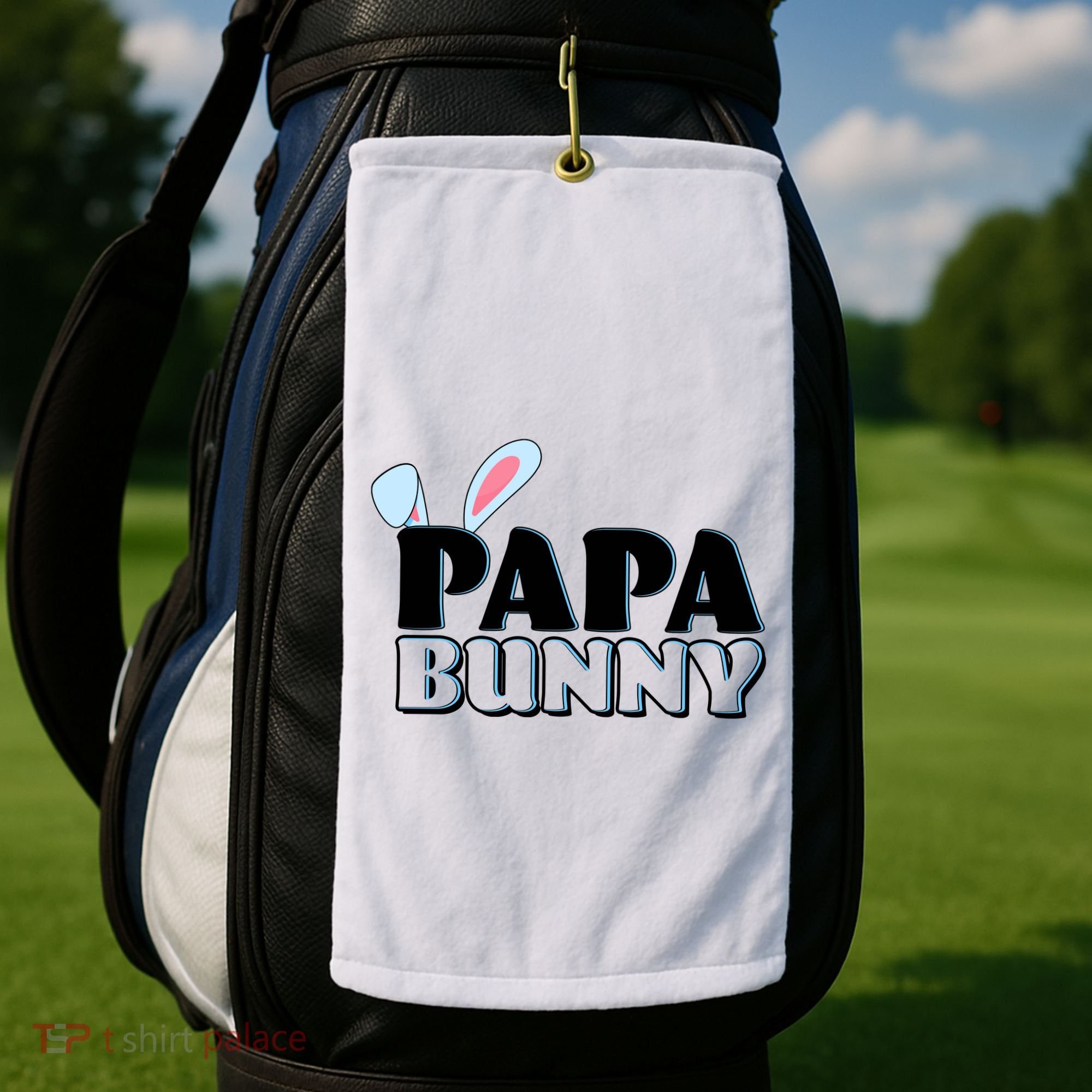 Cute Easter Papa Bunny Matching Family Shirts Golf Towel