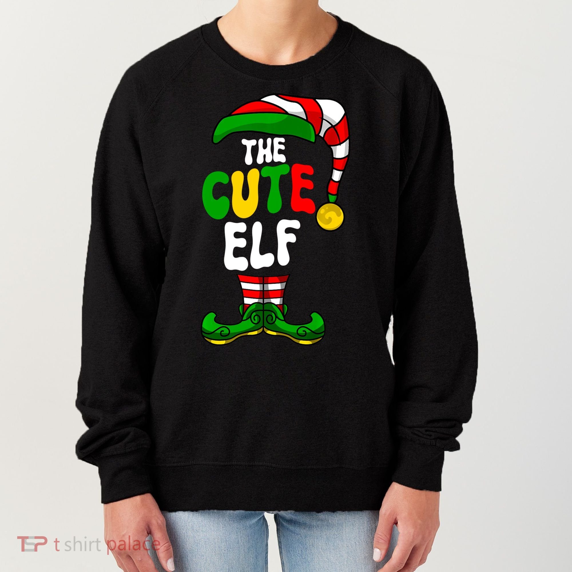 Cute Elf Pajama Matching Group Christmas Holiday Women's Sweatshirt