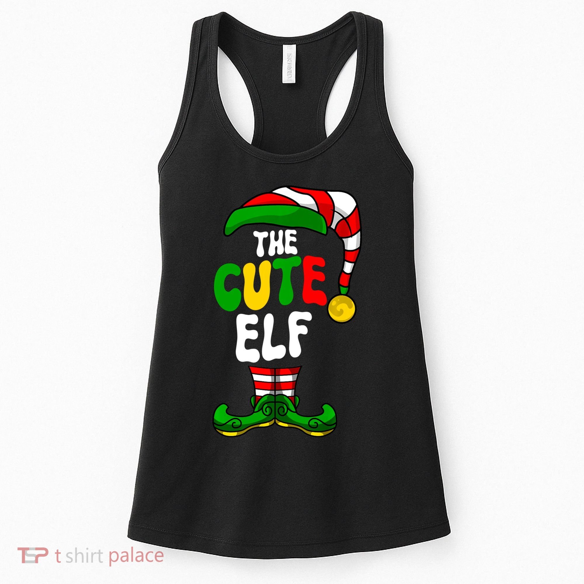 Cute Elf Pajama Matching Group Christmas Holiday Women's Tank Top