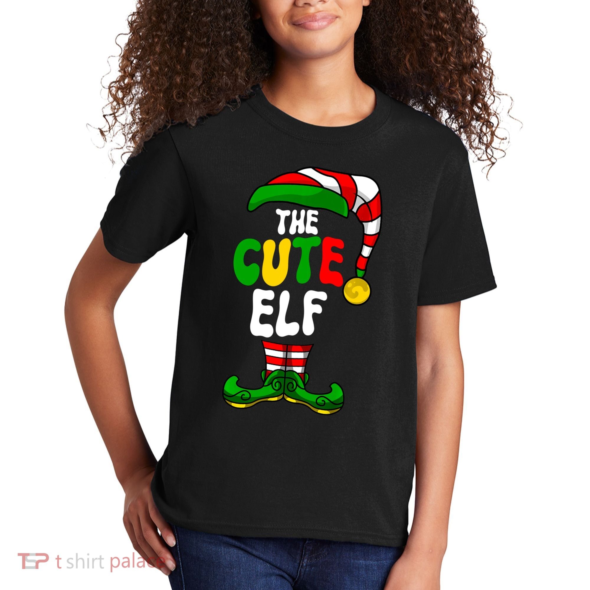 Cute Elf Pajama Matching Group Christmas Holiday Kids T-Shirt