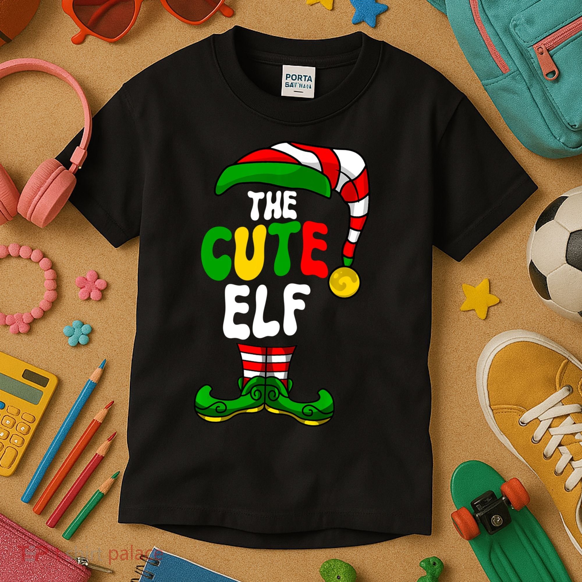 Cute Elf Pajama Matching Group Christmas Holiday Kids T-Shirt