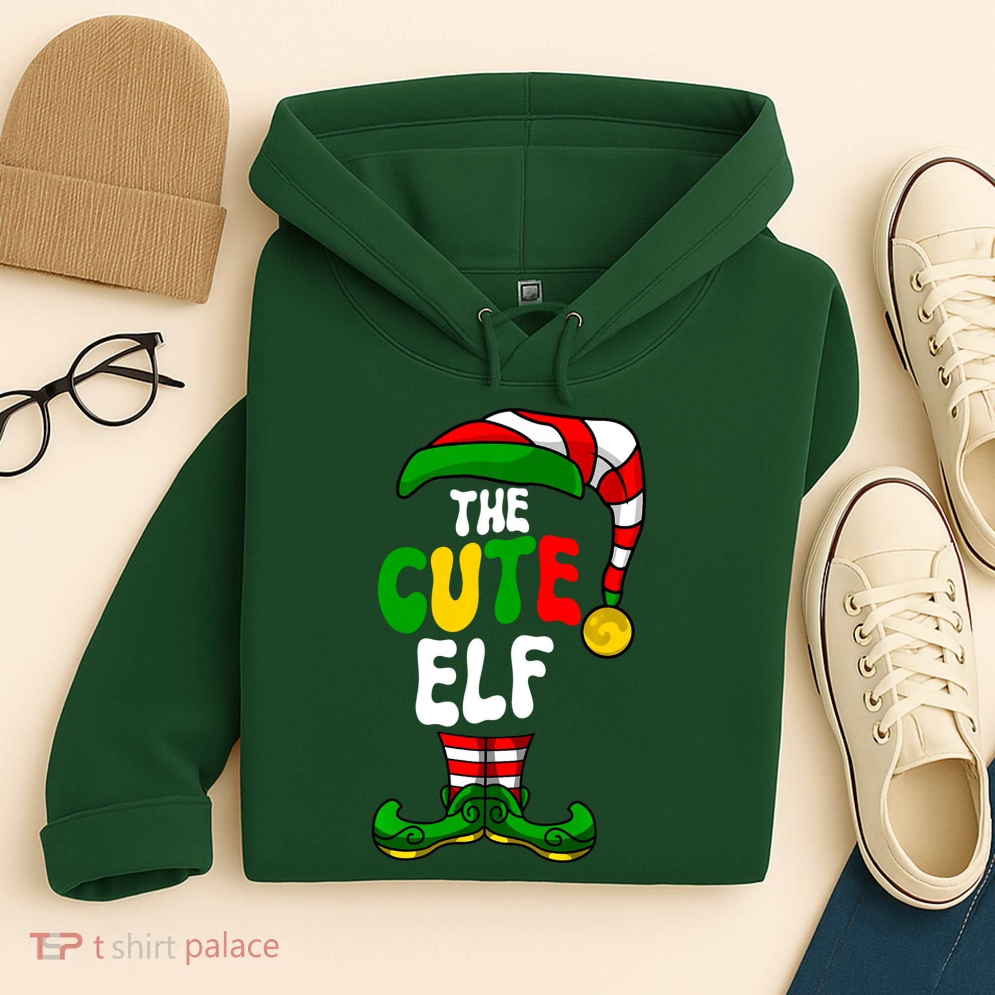 Cute Elf Pajama Matching Group Christmas Holiday Hoodie