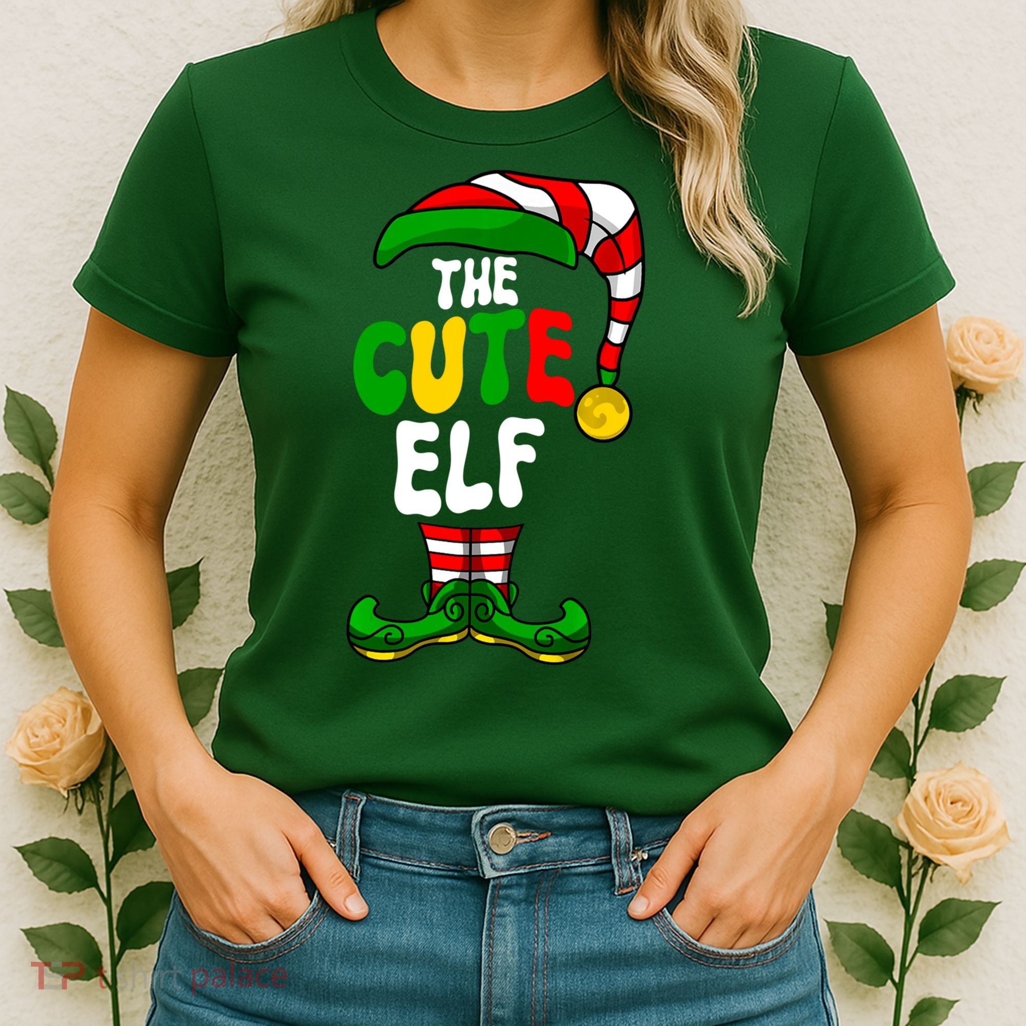 Cute Elf Pajama Matching Group Christmas Holiday Women's T-Shirt