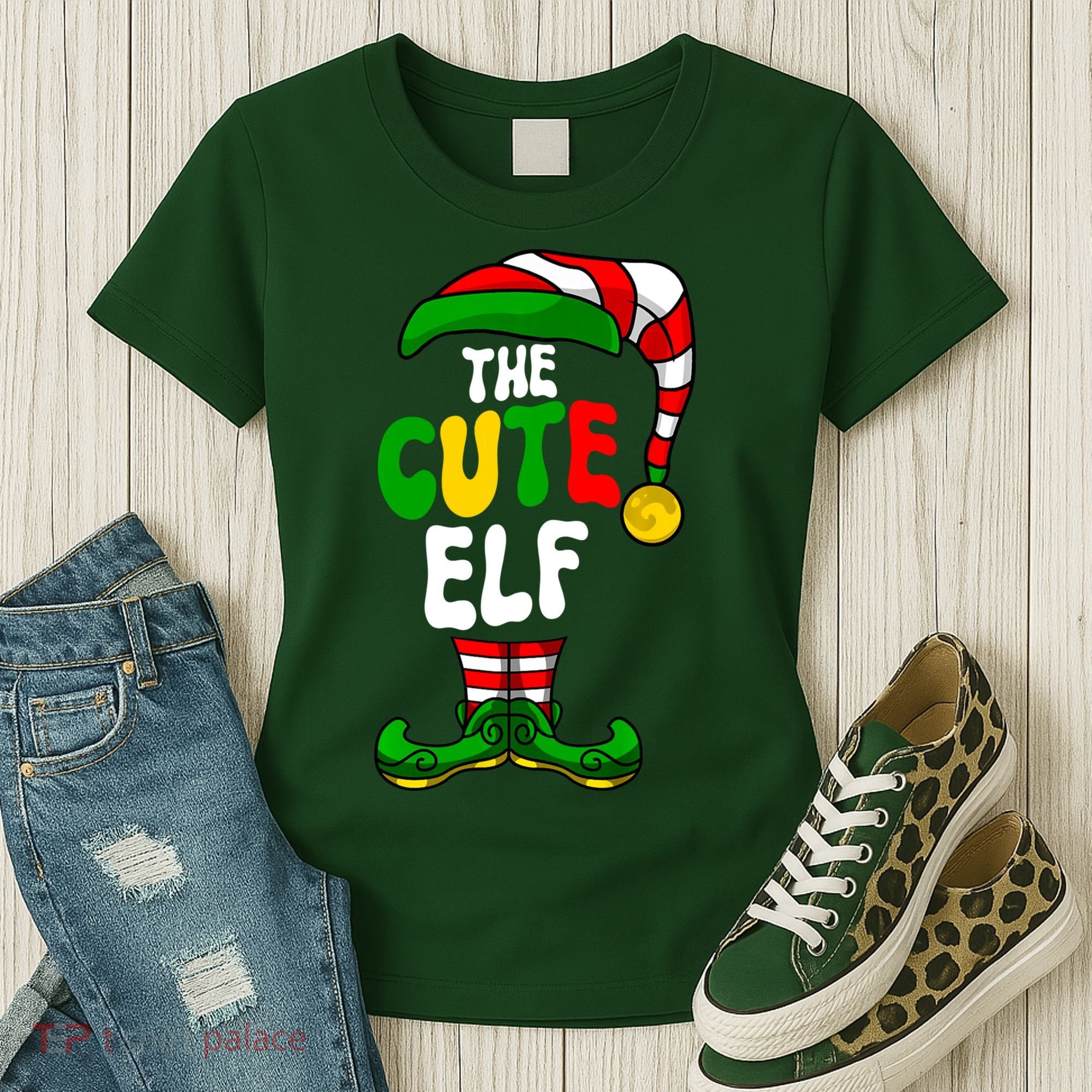 Cute Elf Pajama Matching Group Christmas Holiday Women's T-Shirt