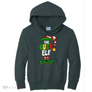 Cute Elf Pajama Matching Group Christmas Holiday Kids Hoodie