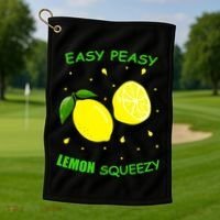 Cute Easy Peasy Lemon Squeezy Fun Summertime Lemonade Lover Gift Golf Towel thumb 1
