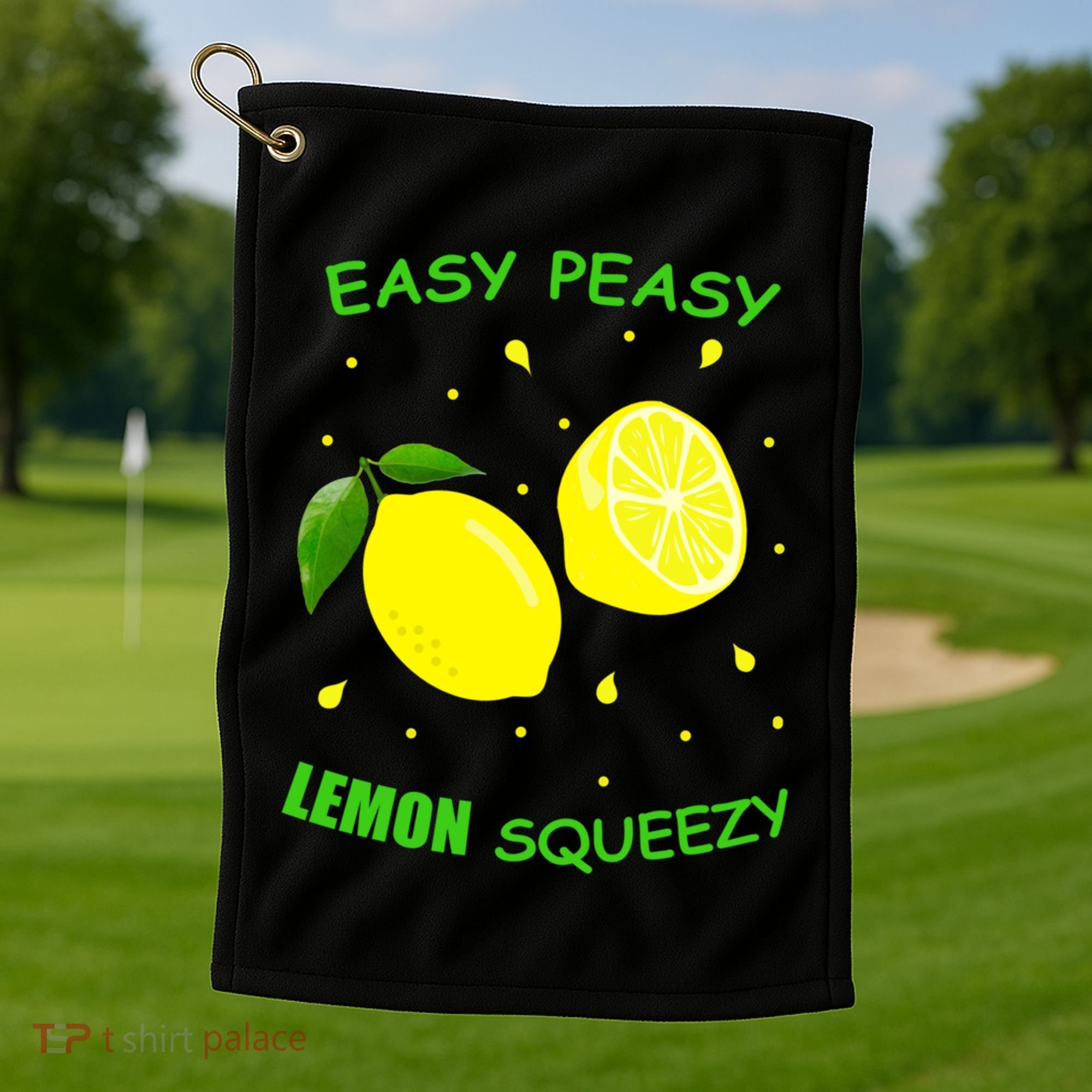 Cute Easy Peasy Lemon Squeezy Fun Summertime Lemonade Lover Gift Golf Towel