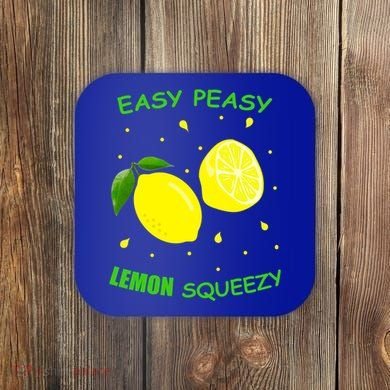 Cute Easy Peasy Lemon Squeezy Fun Summertime Lemonade Lover Gift Coaster