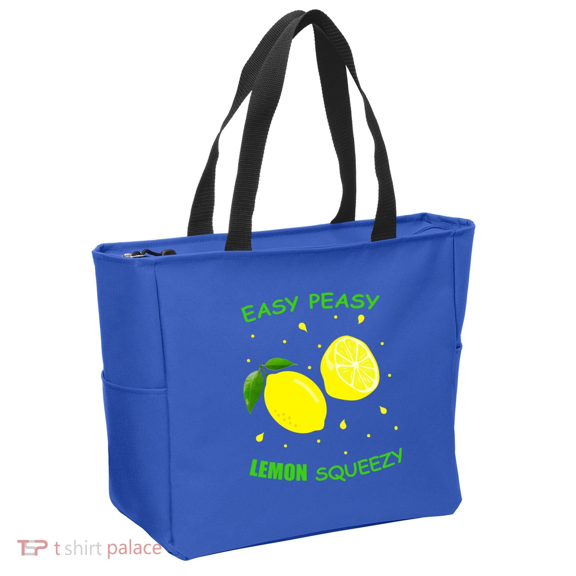 Cute Easy Peasy Lemon Squeezy Fun Summertime Lemonade Lover Gift Tote Bag