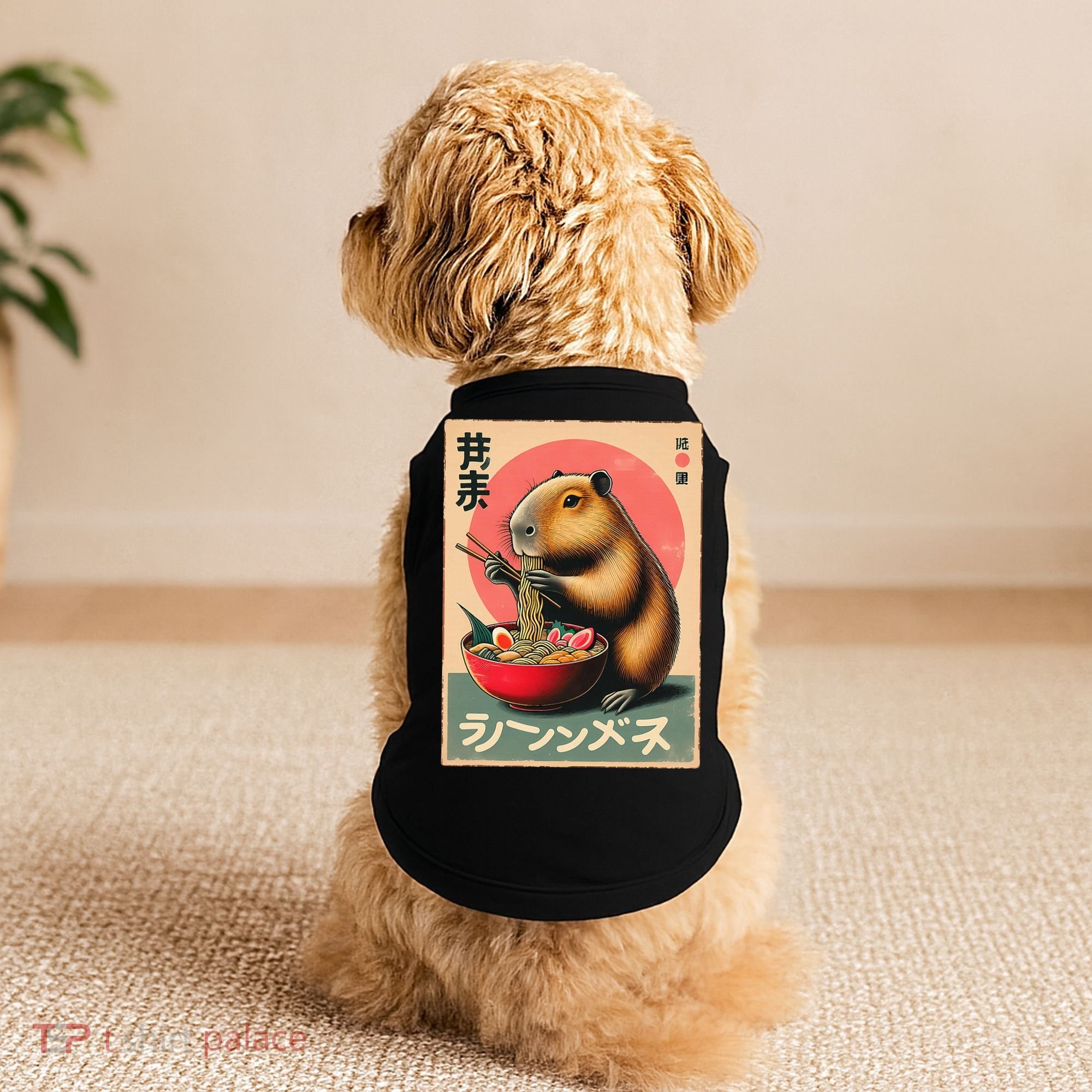 Capybara Eating Ramen Noodles Japanese Art Capybara Doggie Tank