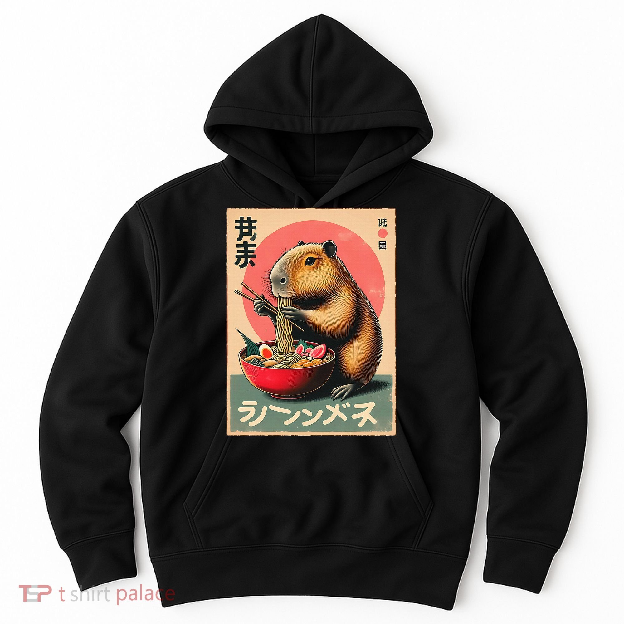 Capybara Eating Ramen Noodles Japanese Art Capybara Hoodie