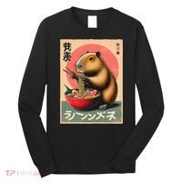 Capybara Eating Ramen Noodles Japanese Art Capybara Long Sleeve Shirt thumb 0