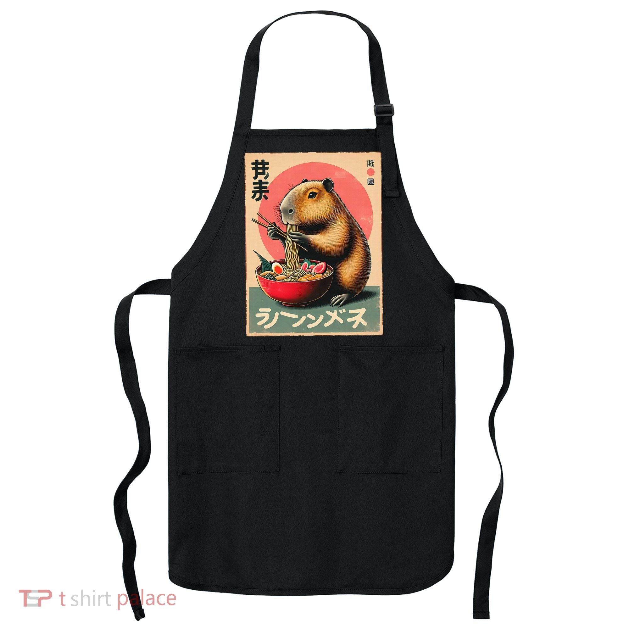 Capybara Eating Ramen Noodles Japanese Art Capybara Apron
