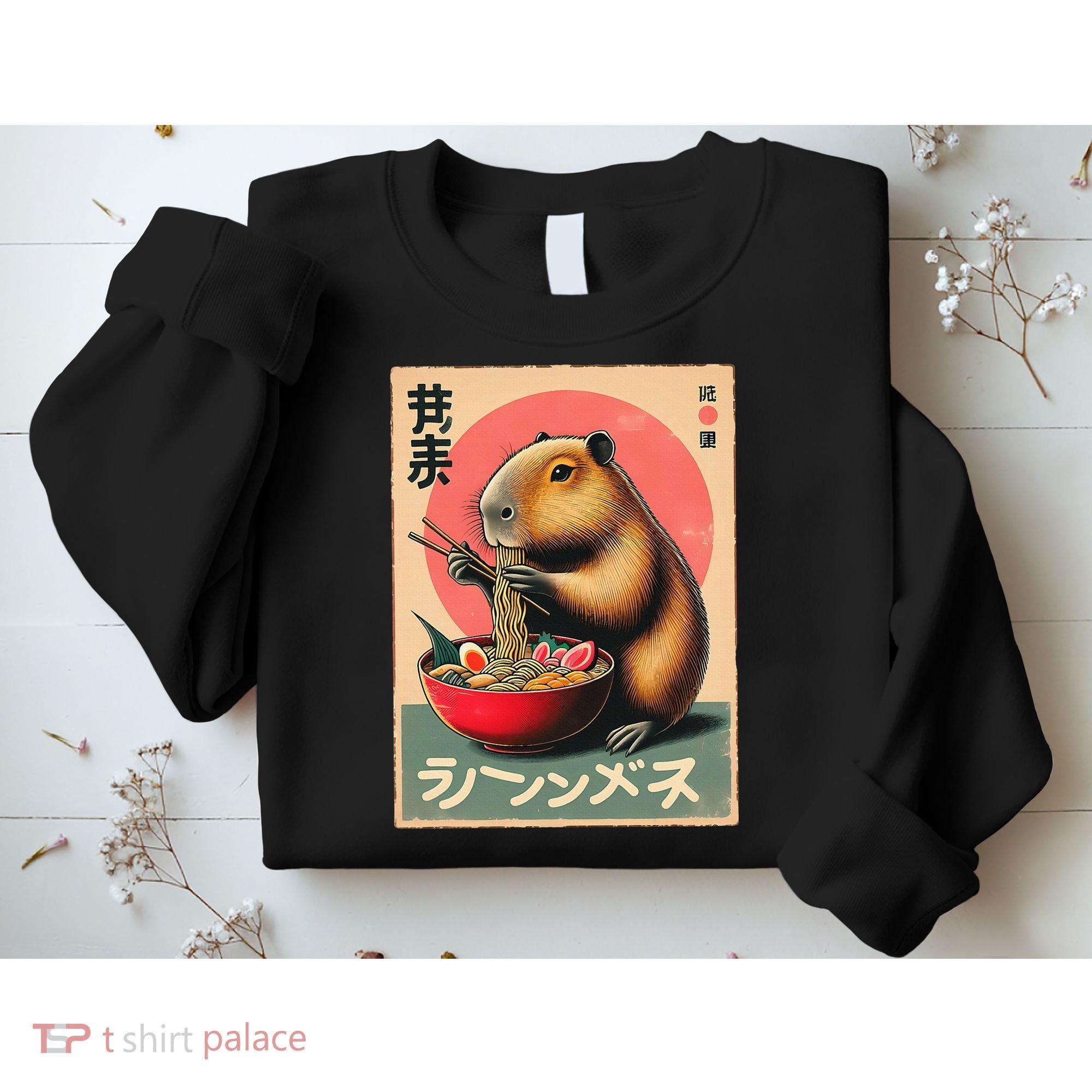 Capybara Eating Ramen Noodles Japanese Art Capybara Sweatshirt