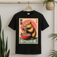 Capybara Eating Ramen Noodles Japanese Art Capybara T-Shirt thumb 2